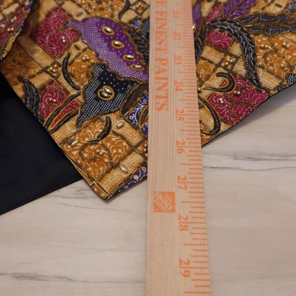 Zell Ucci Women OSFM Vest Cotton Button Up Beaded Adjustable Floral Brown VTG - Picture 8 of 8